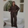Cotton Linen Women's Pant Set Casual Loose Solid Buttons Shirt Pants Outfit Summer Lady Daily Chic Loose Trousers Suit New