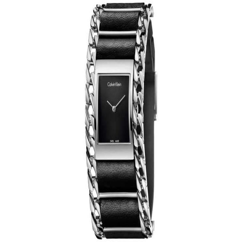 CALVIN KLEIN watch quartz movement leather stainless steel strap 30mm bla dial women's watch 30 meters waterproof K4R231C1