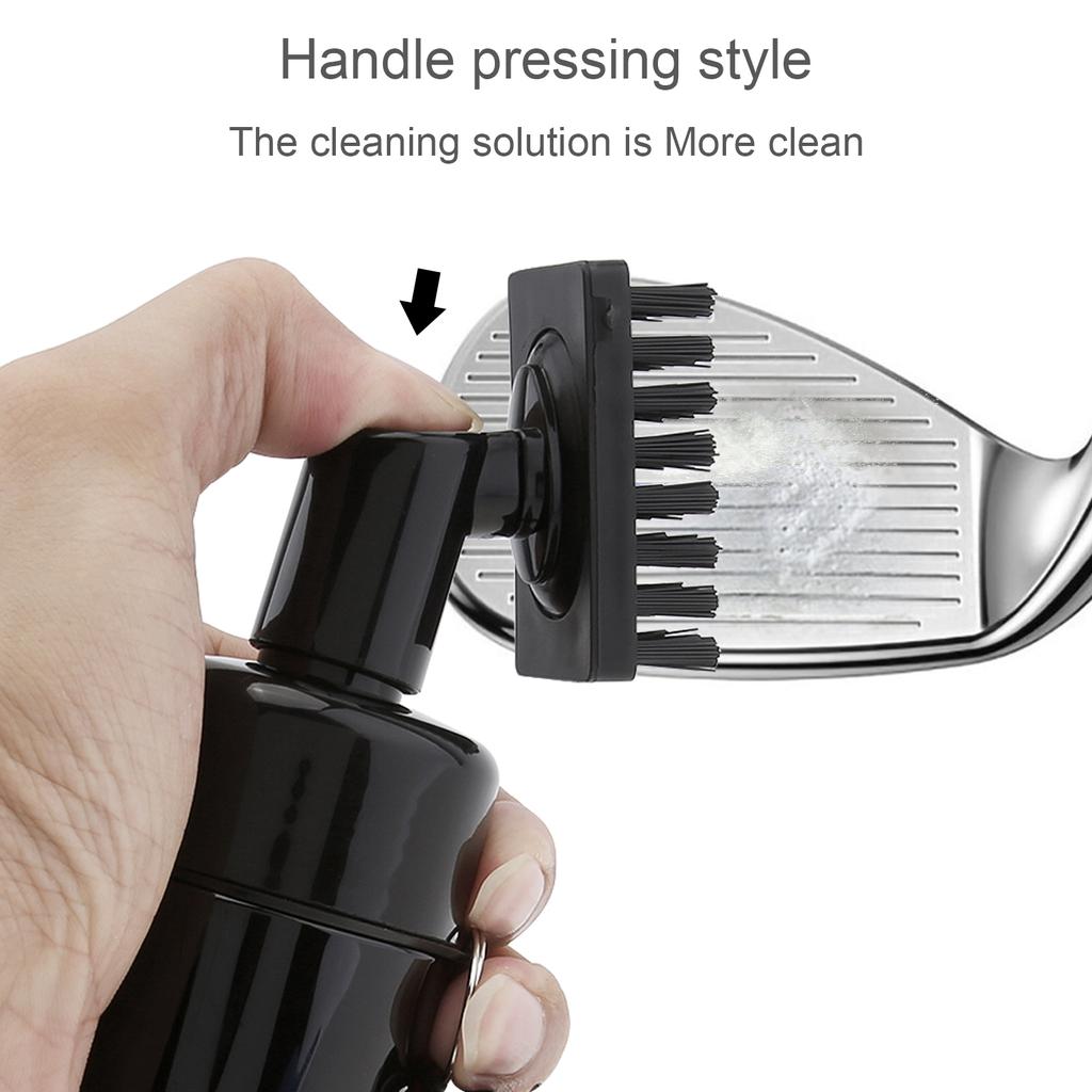 Portable Pole Putter Groove Cleaning Brush for  Outdoor Exercise with Squeeze Bottle, Press Type Club Cleaner Brush