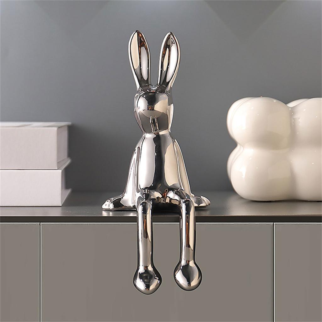 Цветная керамическая статуэтка кролика, декоративная скульптура животного для книжной полки, гостиной и спальни