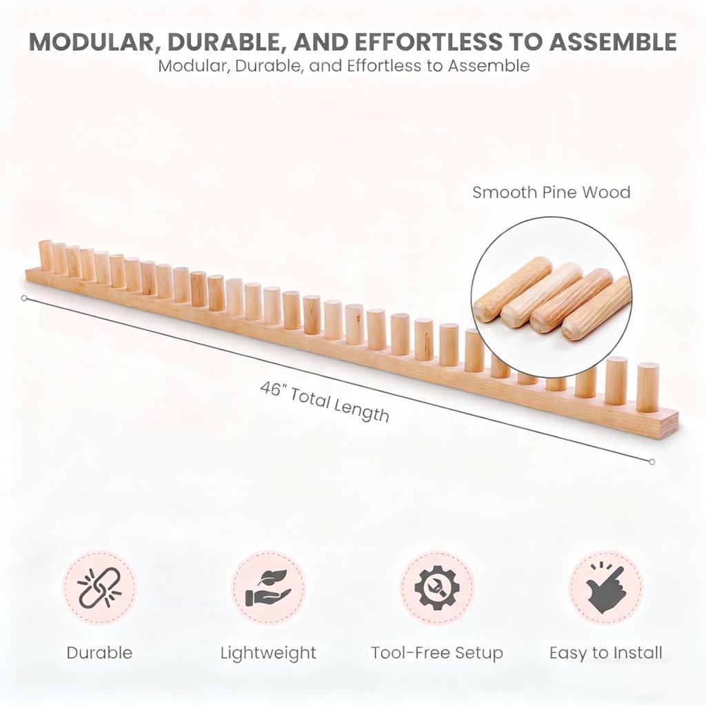 Wooden Loom Frame for DIY Throw Blankets Adjustable Size Chunky Portable Sturdy
