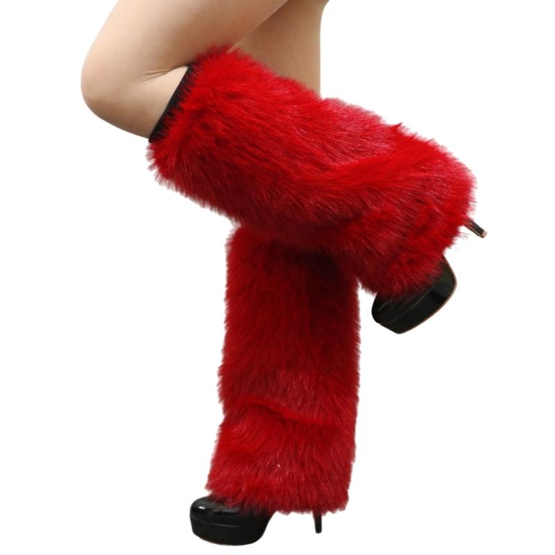 Plush Furry Leg Warmers for Women Cozy Winter Boot Toppers Cuffs Thermal Warm Fuzzy Foot Covers Footless Socks Gaiters