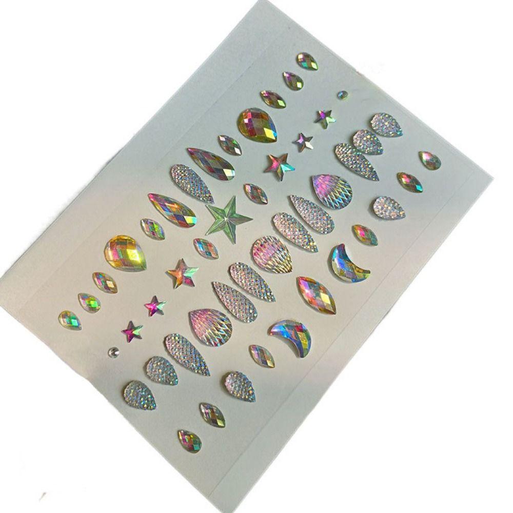 Disposable 3D Face Tattoo Crystal Sticker Fashion Temporary Tattoo Sticker Girls