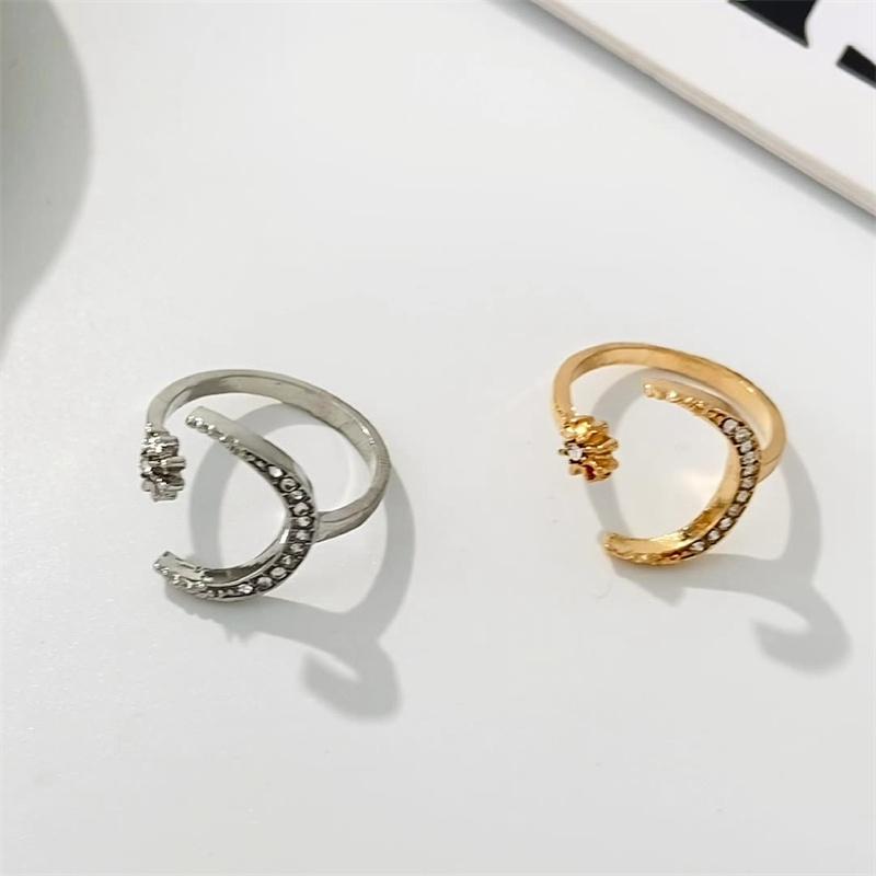 Кольцо со звездой и луной, модное женское кольцо в этническом стиле с открывающимся кольцом в форме полумесяца