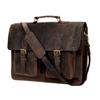 Genuine Buffalo Vintage Hunter Leather Men Laptop Messenger Shoulder Bag Office Briefcase Bag College Bag