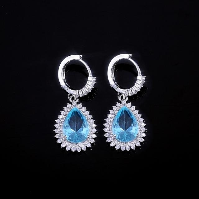 Серьги из серебра 925 пробы с синим овальным цирконием и драгоценными камнями для женщин, элегантные ювелирные украшения, женские праздничные серьги-капли, оптовый подарок