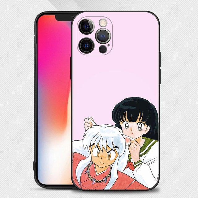 Чехол для телефона Iphone 14 13 12 11 Pro Max Xs Max Xr X 7 8 Plus 12 Mini 6s, силиконовый чехол с черным корпусом, аниме, милый Inuyasha