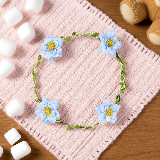 Цветочная корона Женская Девичья Искусственный цветок Повязка на голову Регулируемая Венок для волос невесты Реквизит для фотосессии для Свадьбы, Девичника, Косплея, Нарядная