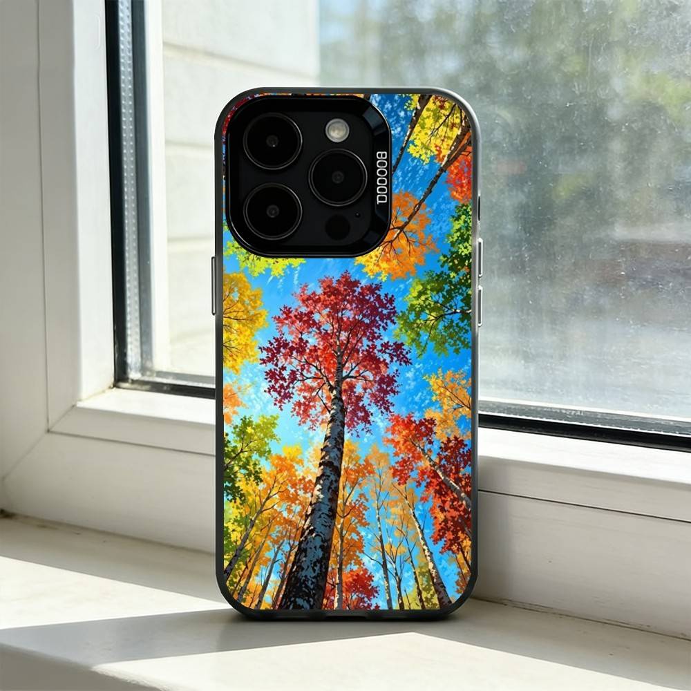 Красочный чехол для телефона с L-листьями для iPhone 17, 16, 15, 14, 13, 12, 11 Plus, Pro Max, XS, Красочный серебристый чехол для телефона Funda Cover