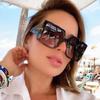 Square Sunglasses Women Black Oversized Sun Glasses Female Retro Vintage Big Frame Gradient Mirror
