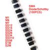 100PCS SMA Schottky Diode SMD M1 M4 M7 SS12 SS14 SS24 SS26 SS34 SS310 SS56 S1M S2M SCHOTTKY DO-214AC Rectifiers