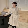 Ретро-белая куртка-ветровка для женщин, осенний новый стиль, двубортное пальто с поясом