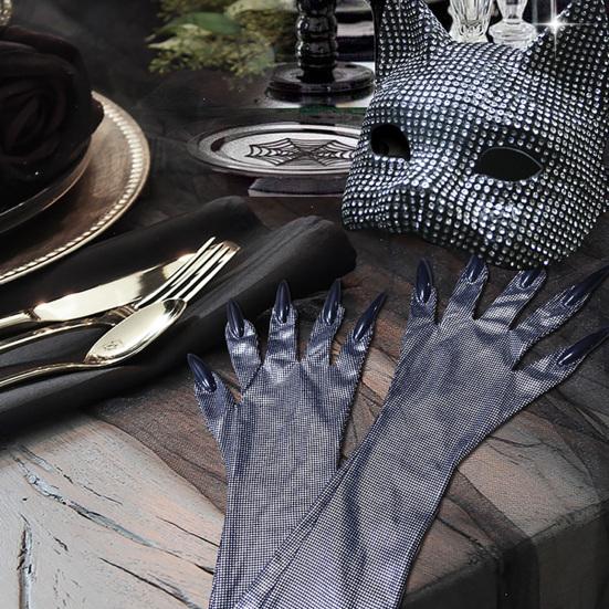 Маска для девочек-кошек со стразами, перчатки в виде кошачьих лап, сексуальные аксессуары для костюмированной вечеринки, перчатки для женщин-кошек для маскарада