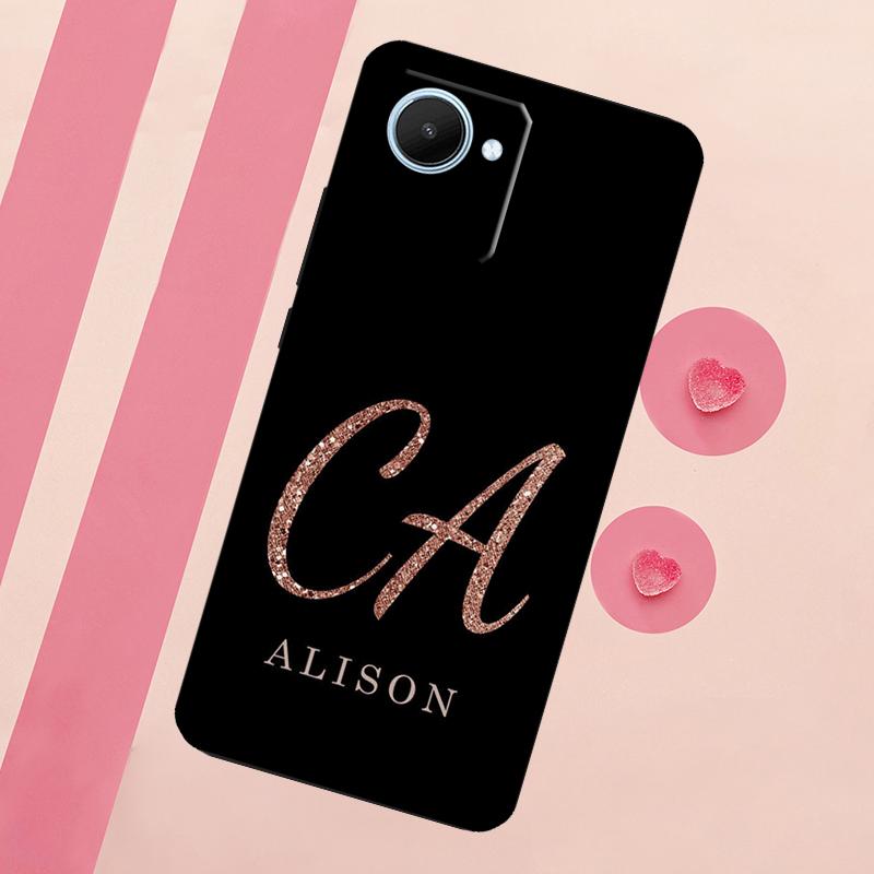 Bling Personalised Name Plating Case For Realme 11 Pro Plus 10 9 GT Neo 5 3 3T C11 C15 C25s C21Y C30 C31 C33 C35 C53 C55