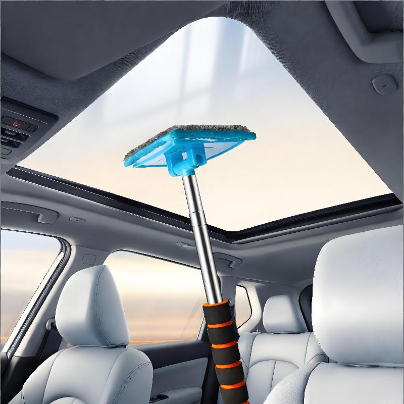 Car Windshield Wiper Cleaner 1 Set Telescopic Glass Cleaning Tool With Metal Pole for Auto Defogging Gift for Car Owners