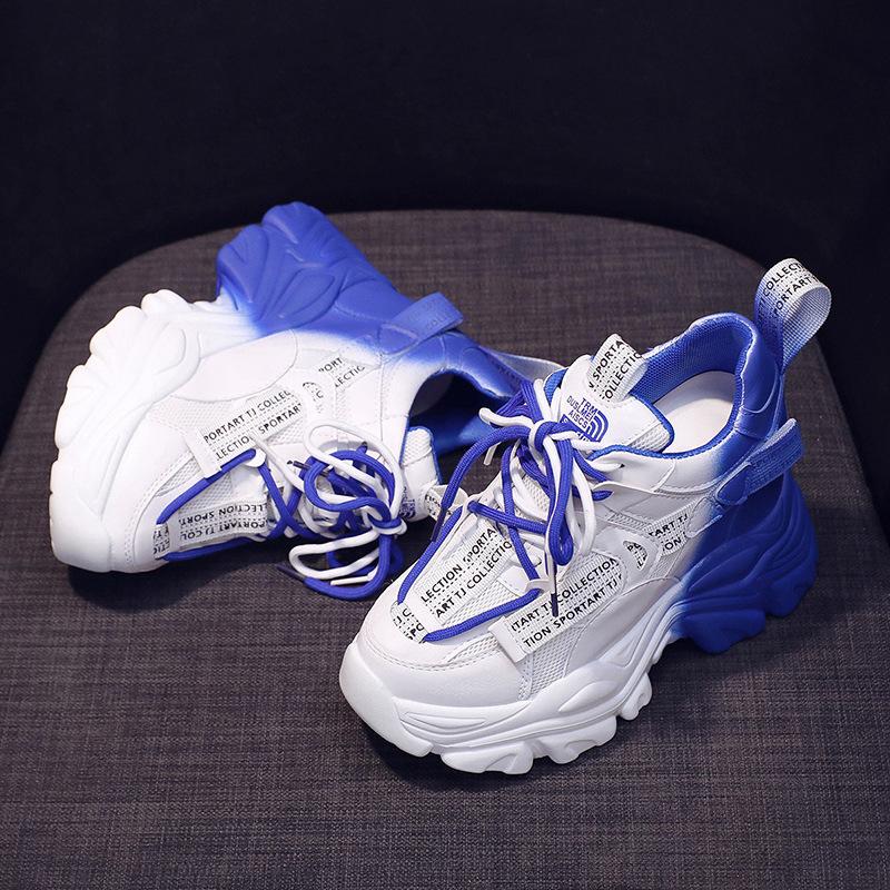 Autumn New Height Increasing Insole Color Matching Muffin Thick Bottom Height Increasing Ladies Sports Casual Shoes