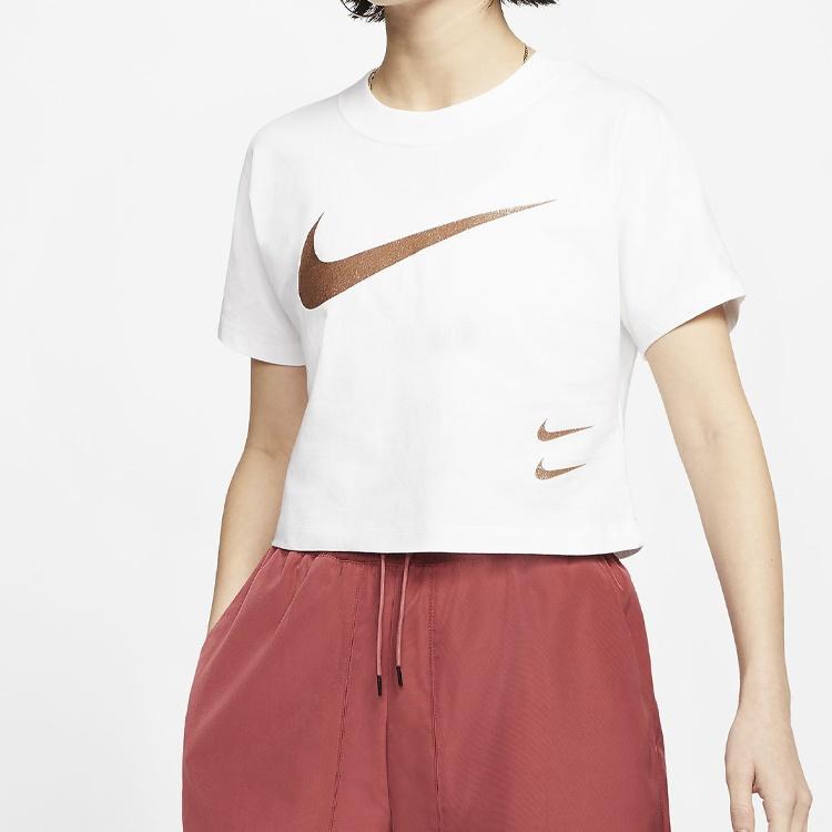 (WMNS) Nike Sportswear Swoosh Logo Short Sleeve 'White' Women's CW4321-100