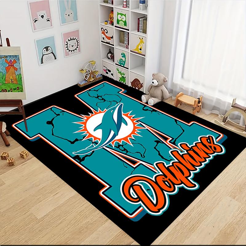 Dolphins Team Spirit Gear Carpet Rug Soft Washable Anti Slip Home Living Room Sofa Mats Personalized Christmas Rug
