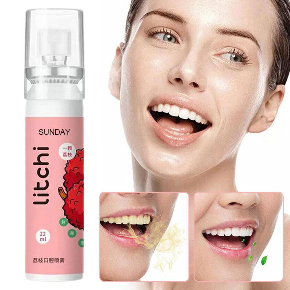 22ML Breath Freshener Spray Fruit Litchi Peach Flavor Spray Spray Mouth Portable Male Kissing F R1M0