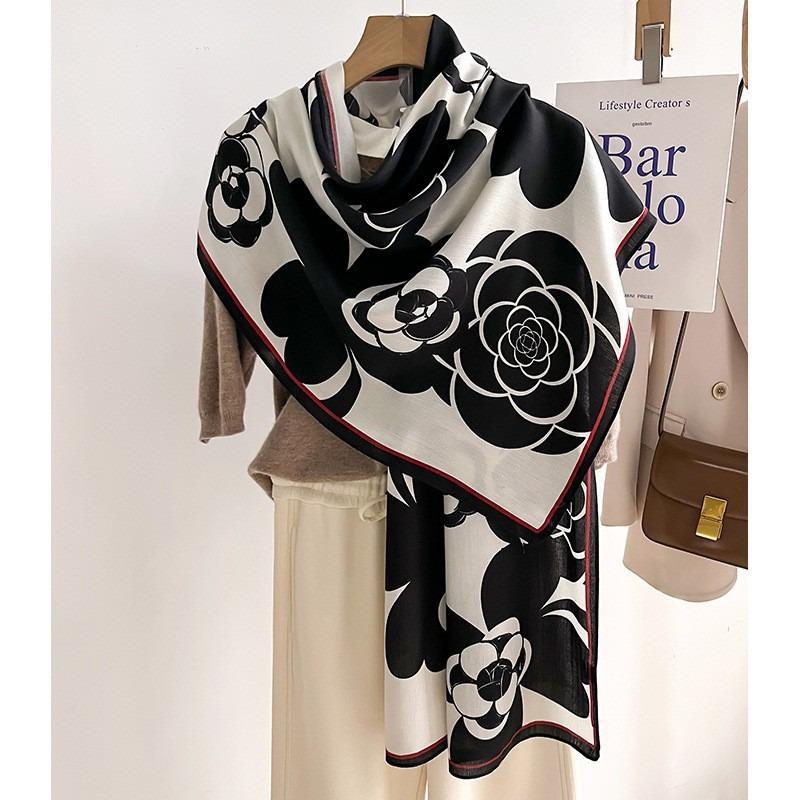 Модный женский шарф с цветами, тонкий, дышащий, мягкий, уютный, весенне-летний, ветрозащитный, солнцезащитный, дорожный шарф для женщин