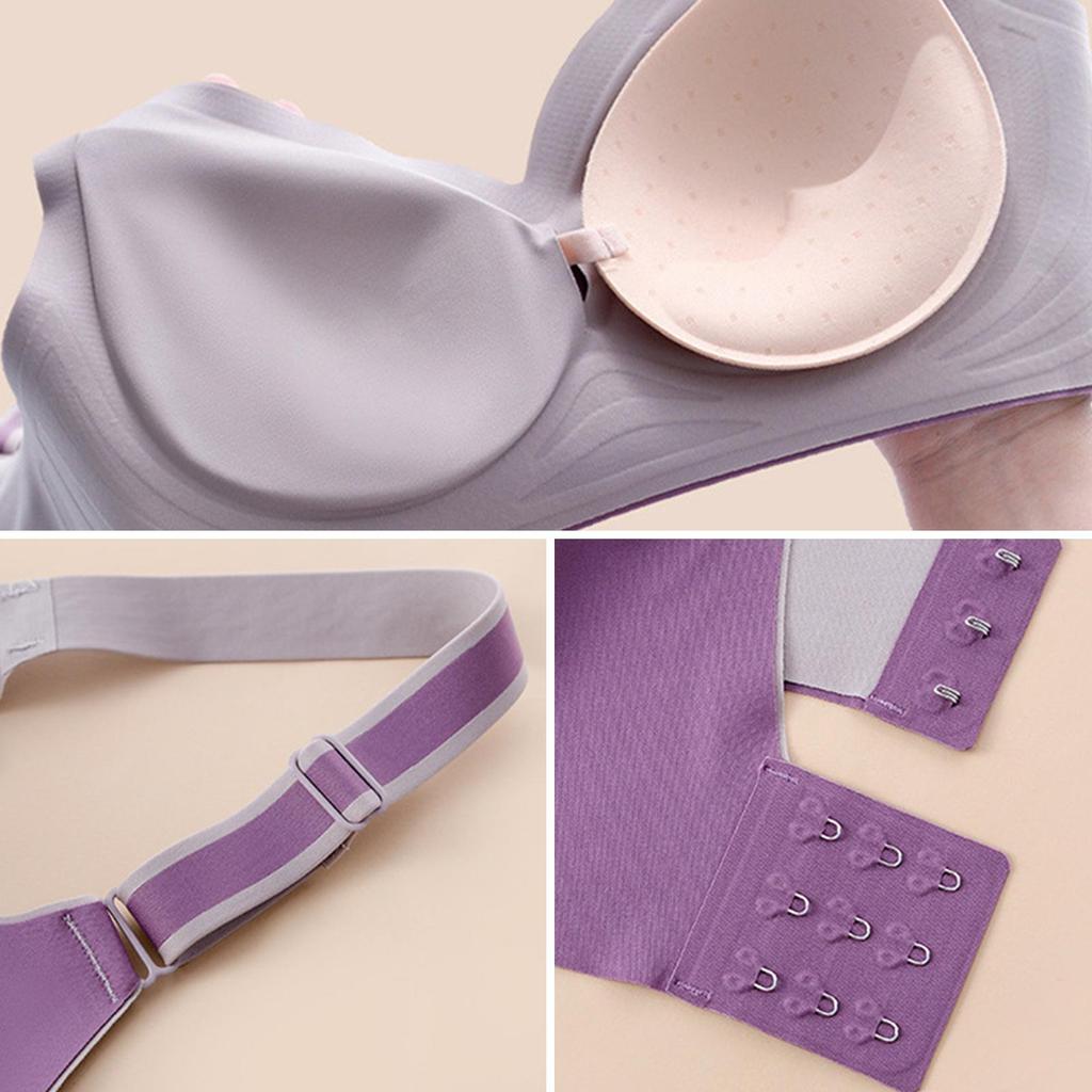 Женский бюстгальтер Съемные накладки на грудь Сплошной цвет Push Up Поддержка груди Дышащая мягкая беспроводная застежка на спине Регулируемые бретели Спортивный бюстгальтер