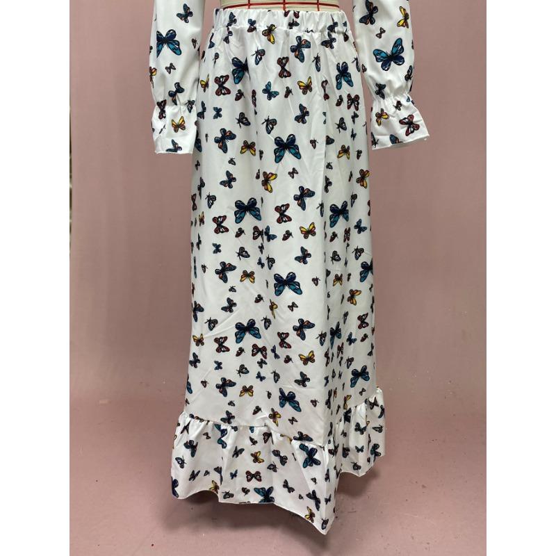 Женская летняя пляжная длинная юбка с большой юбкой и принтом бабочки
