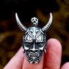 Retro Japanese Prajina Ghost Mask Pendant Necklace For Men Fashion Stainless Steel Biker Necklace Punk Hip Hop Gothic Jewelry