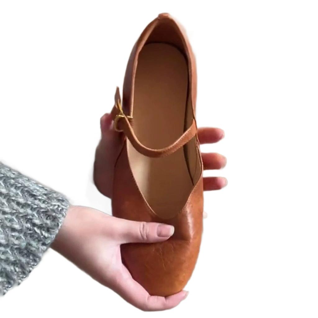 Vintage Style One-Strap Mary Jane Shoes for Women, New Shallow Soft Sole Commuter Round-Toe Flat Flats