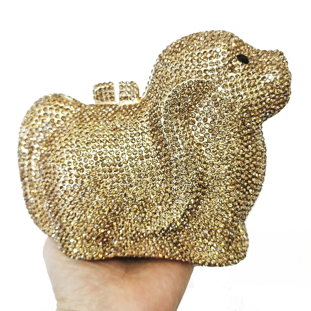 Puppy Diamond Evening Bag Dog Crystal Handbag Rhinestone Bags Wedding Bridal Purse Luxury Crystal Clutches Women Party Purses