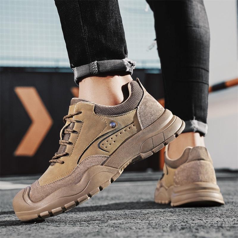 Fashion New Trend Genuine Leather Mens Casual Trainers Non Slip Outdoor Casual Footwear Man Classic New Handmade Leisure Hiking Sneakers