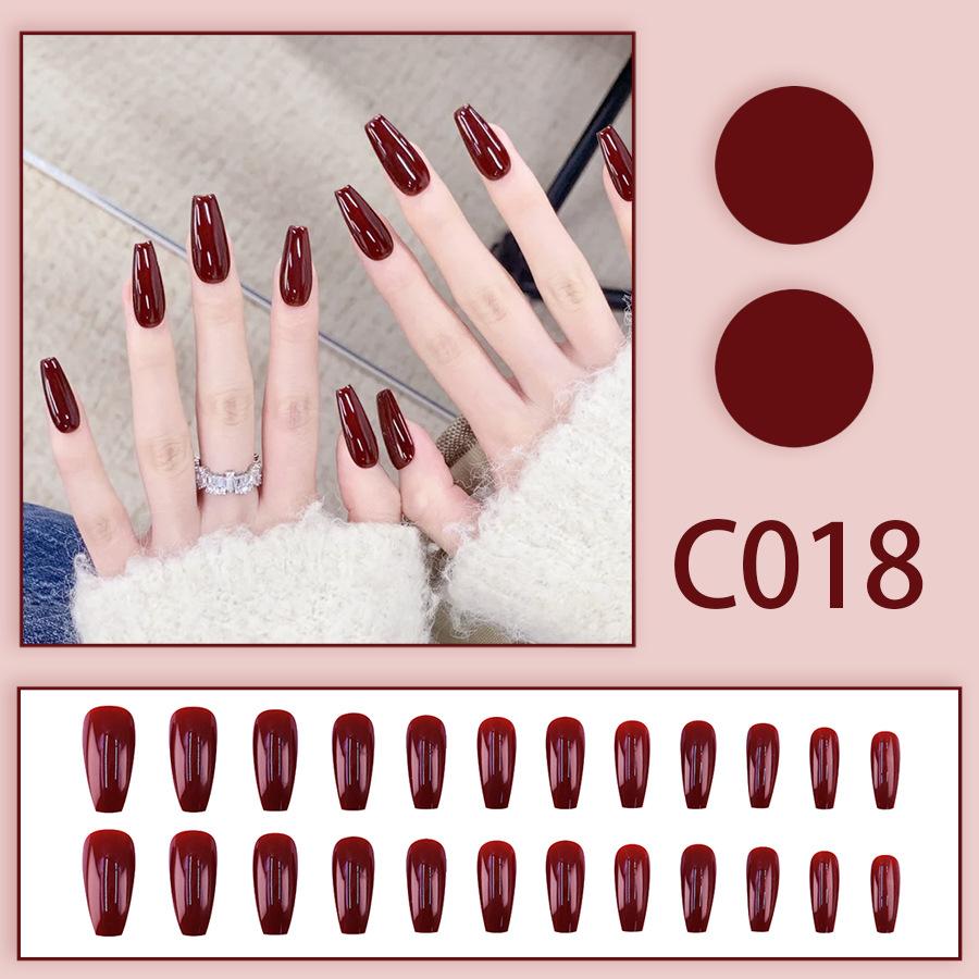 24 Pieces Long Solid Color Red Whitening Temperament Manicure, Advanced Sense of Style, Students and Pregnant Women Can Use