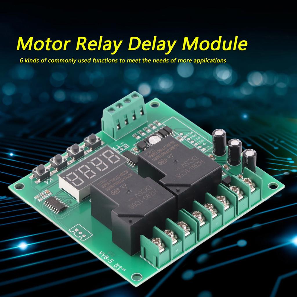   YYB 5 Motor Control Board Relay Timing Cycle Module, 12V 24V   AC 30A Load 6 Functions with Forward Reverse Control for Pumps Motors Lights  