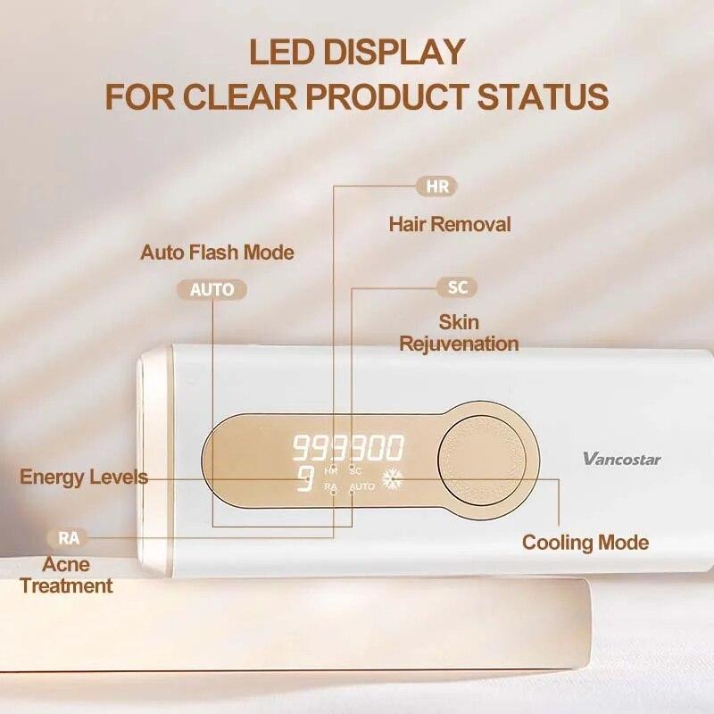 Лазерная эпиляция Vancostar 999900 Flash Cool, омоложение, лечение прыщей для дома, триммер для бикини, IPL-эпилятор, косметическое устройство