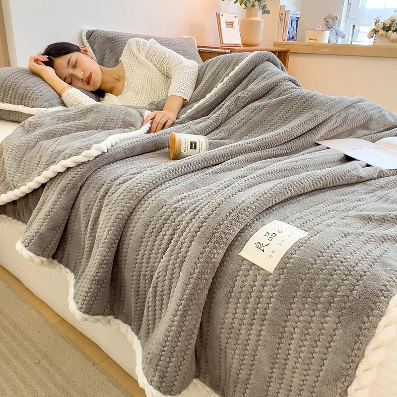 Category A Thicken Jacquard Velvet  Warm  Autumn Winter Blankets Soft Skin-friendly Warmth Sofa Blanket Warmth Comfortable Duvet