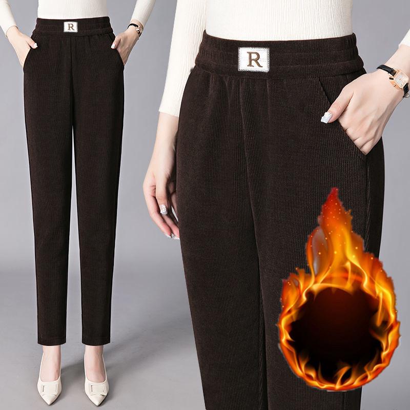 Corduroy & Velvet Thickened Harem Pants - Large Size, Autumn/Winter Casual Women’s Trousers, 2025 European Style