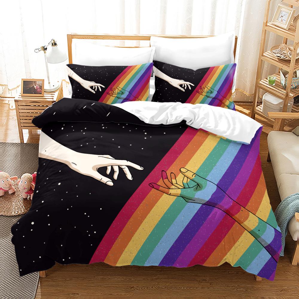3D King and Queen Bedding Set Couple Room Duvet Cover 2/3pcs Holiday Gift AU210 * 240 Full Size Romantic Love Quick Drying Soft Home Textile