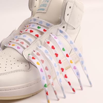 Плоские шнурки Love Heart для женщин и мужчин, модные цветные шнурки для кроссовок AJ/AF1, высокие холщовые шнурки 100/120/140/160/180 см