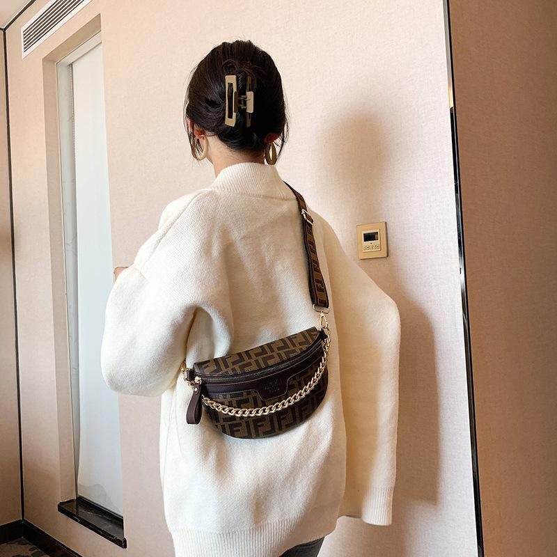 Новая женская сумка на пояс, нагрудная сумка для девочек, широкий плечевой ремень, одно плечо, сумка через плечо, модная цепочка, украшение из искусственной кожи