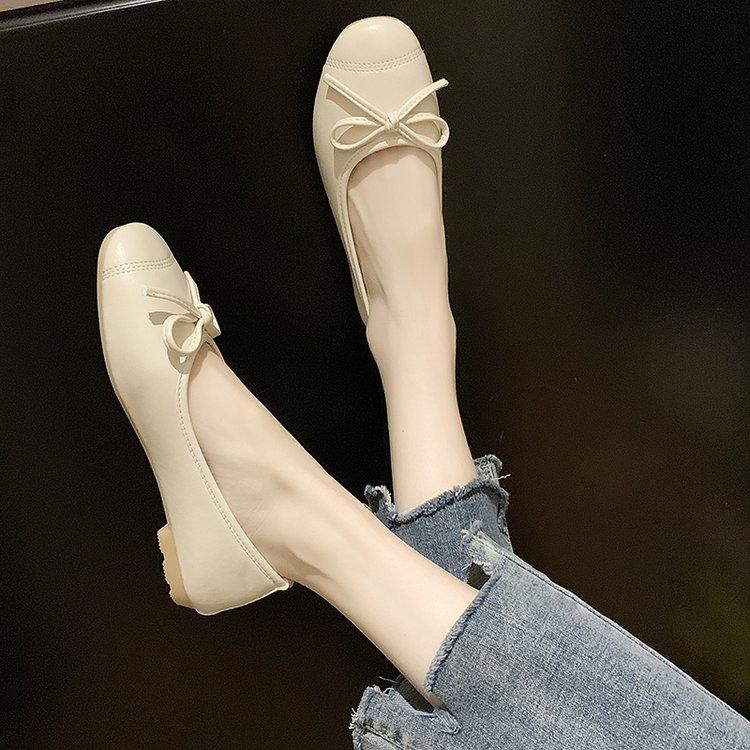 Весна и осень нежные балетки с неглубоким вырезом, туфли-бини на плоской подошве, женская обувь, туфли на мягкой подошве