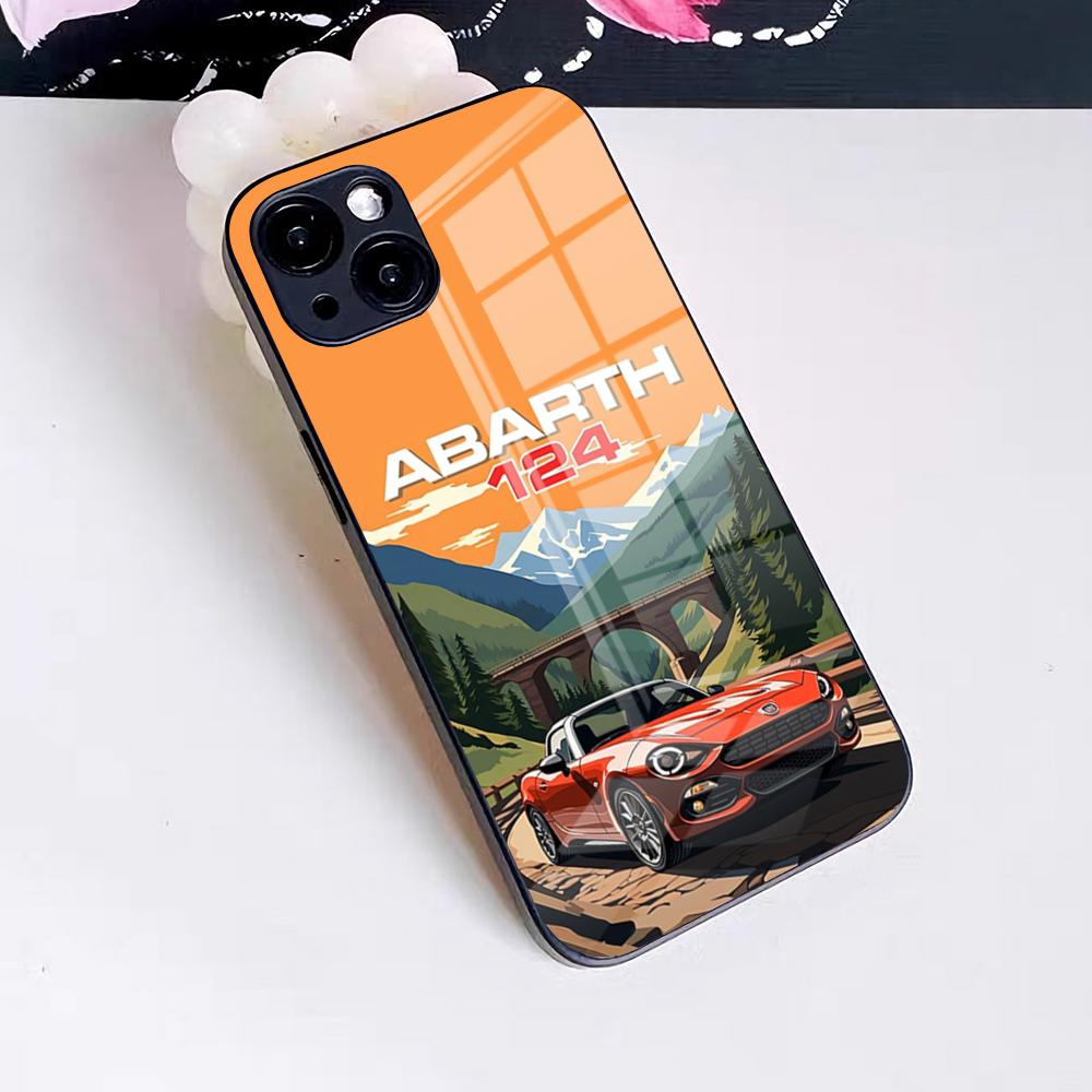 Чехол для телефона A-abarth для iPhone 17 Pro Max 16 15 14 Pro Max 13 11 X Xs Xr 8 7Plus Стеклянная крышка