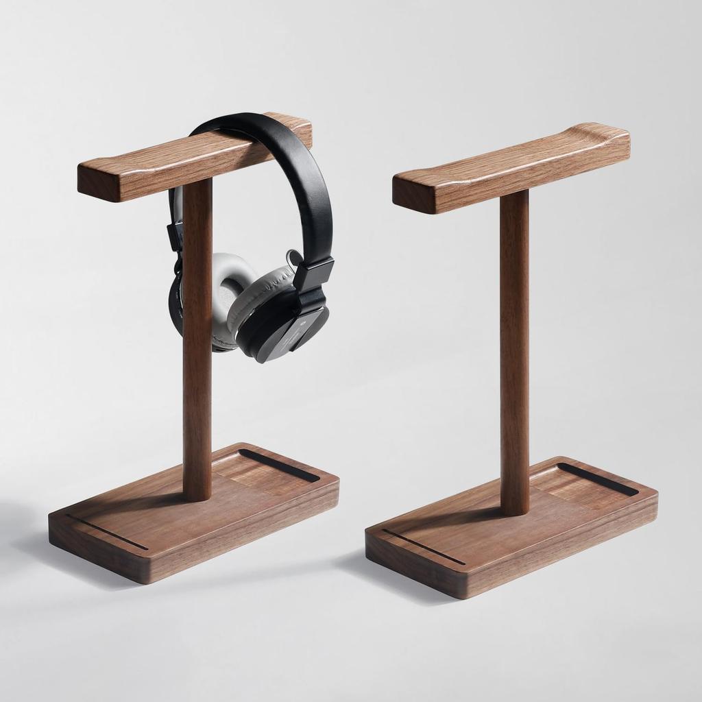 Headphone headphone earphone walnut stand, desktop, headset, stand, stand, wooden,