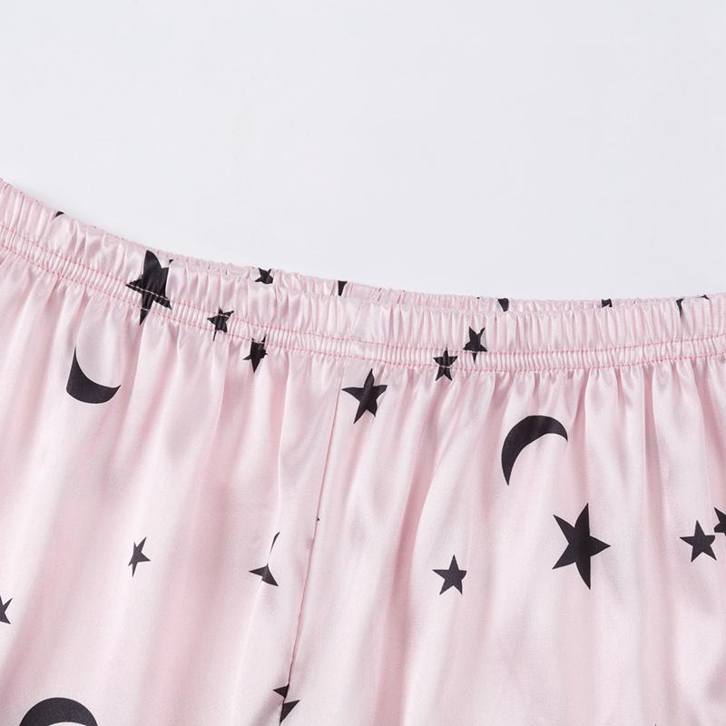 Летние шифоновые пижамы для девочек, шелковые пижамные комплекты с шортами, детские пижамы с принтом звезды и луны для девочек, комплект одежды для сна для девочек, одежда для подростков