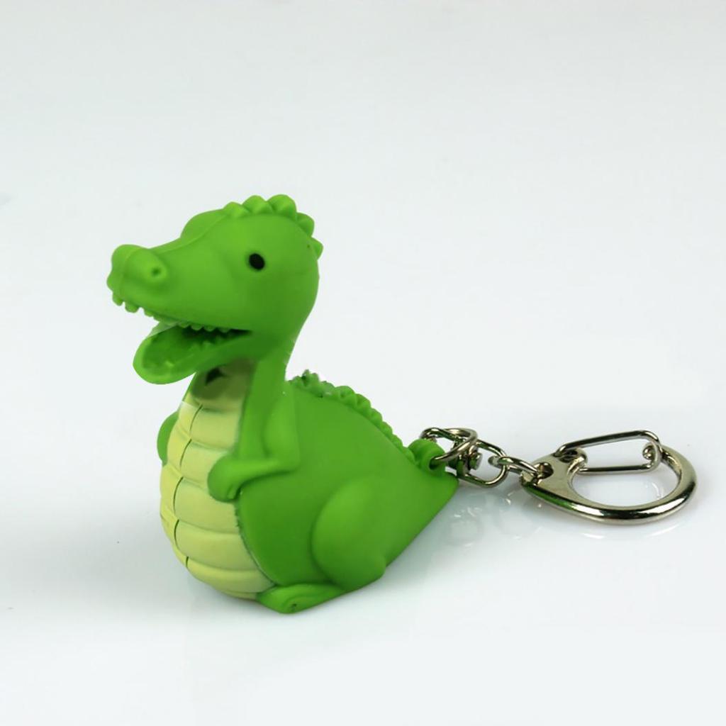 Creative LED Light Sound Cute Dinosaur Keychain Pendant Decor Key Ring Ornament