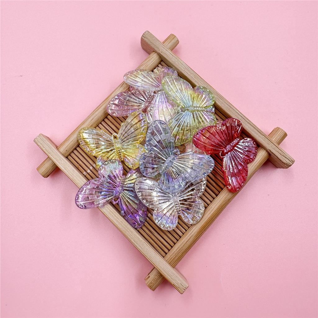 Креативные модные ювелирные изделия, аксессуары, сделай сам, материал для ожерелья, бусины-бабочки, изготовление браслетов, лазерные цветные бусины 30 * 23 мм, 10 шт.