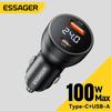 Essager 100W USB C Car Charger PD3.0 Fast Charging Quick Charge 4.0 Adapter for iPhone 16 MacBook Xiaomi Laptop Digital Dispaly