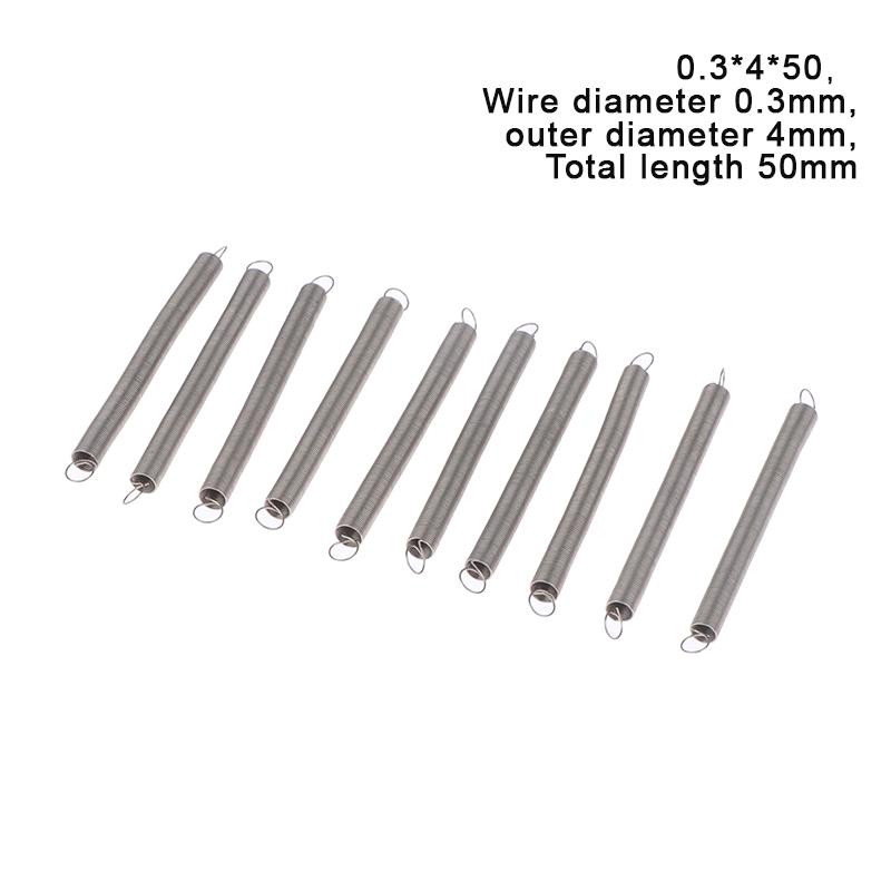 10 шт./лот, пружина растяжения 0,3 мм, удлинительная пружина из нержавеющей стали 304, наружный диаметр 3 мм-4 мм