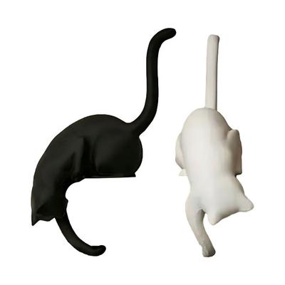 2 шт. 3D-печатный крючок в форме кошки, черно-белый, милый кошачий вешалка для ключей
