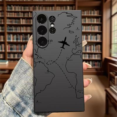 Чехол Line Art Мир с самолетом для Samsung Galaxy S25 S24 Ultra S23 S22 S21 S20 FE Plus Мягкий ТПУ Тонкий Ударопрочный Чехол