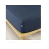 Drap Housse - Candice - 140 x 190 cm - Flanelle de coton - Bleu - Bonnet 30 cm