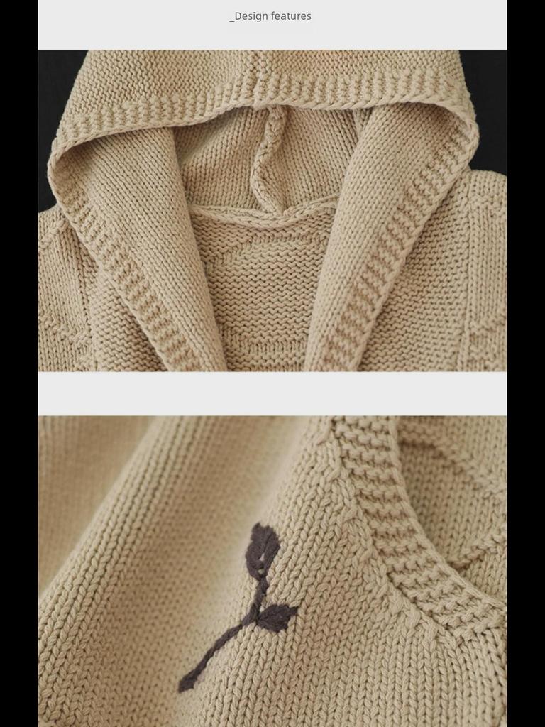 Ladies' Hooded Retro Knit Vest - 2024 Spring/Autumn Waistcoat Layered Top